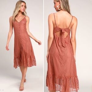 LULUS Zahria Lace Midi Tie Open Back
